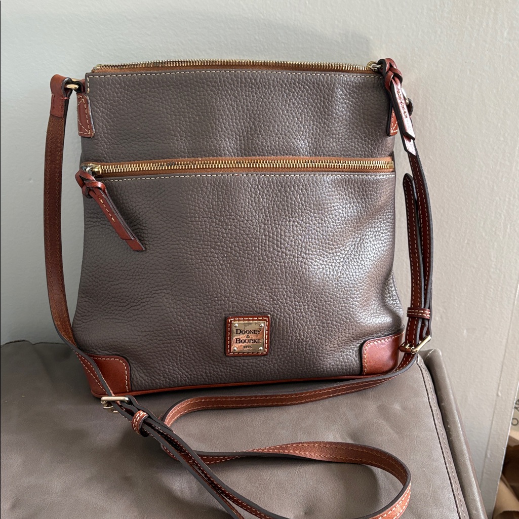 Dooney & Bourke Pebble Grain Crossbody Taupe Brown With Gold Tone Hardware